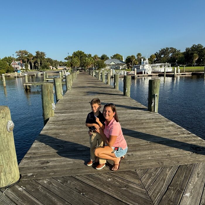 Lakefront dock with chairs